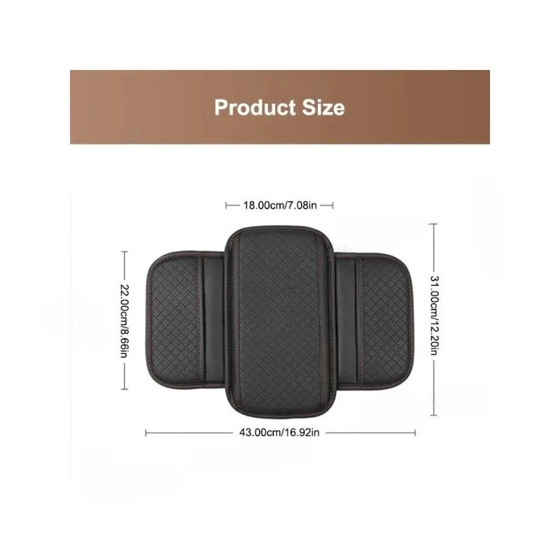Leather Memory Foam Armrest Pad with Storage Pocket for Car Center Console