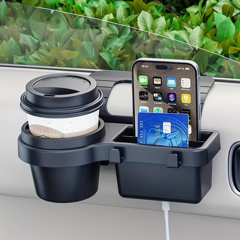 Multi-Functional Car Storage Organizer with Key Holder and Cup Holders