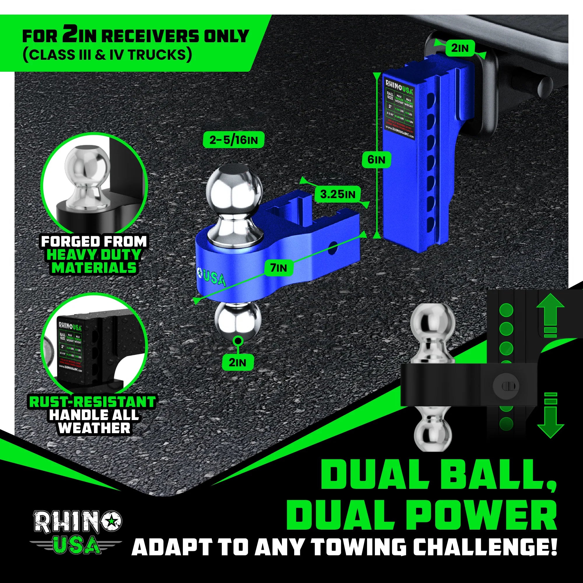 Adjustable Drop Hitch for 2-Inch Receivers