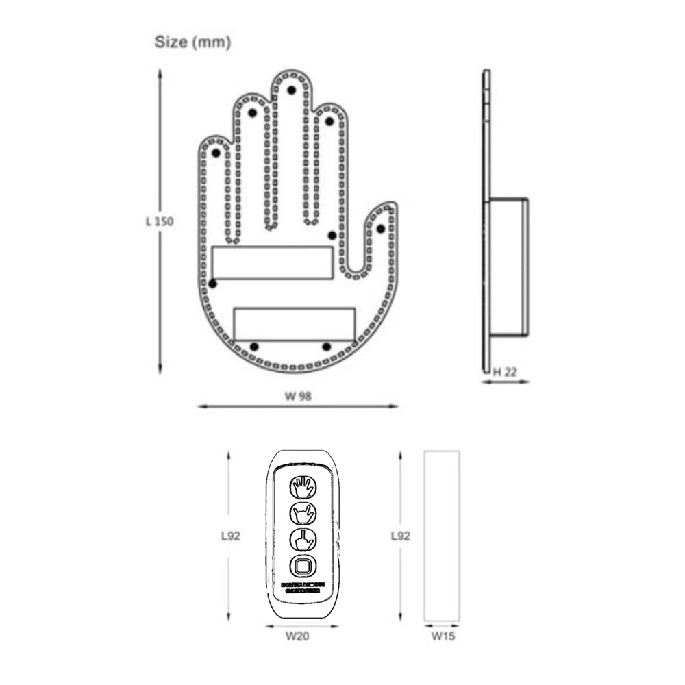 Finger Light for Car Gesture LED Car Middle Finger Back Window Car Sign LED Hand for Car - DriveNova