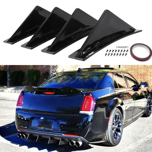 4pcs Car Rear Bumper Lip Diffuser Splitter Spoiler Scratch Protector Fin Trim Caps Universal Exterior Accessory For 300 - DriveNova