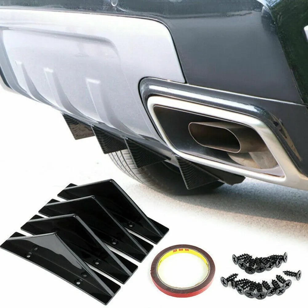 4pcs Car Rear Bumper Lip Diffuser Splitter Spoiler Scratch Protector Fin Trim Caps Universal Exterior Accessory For 300 - DriveNova