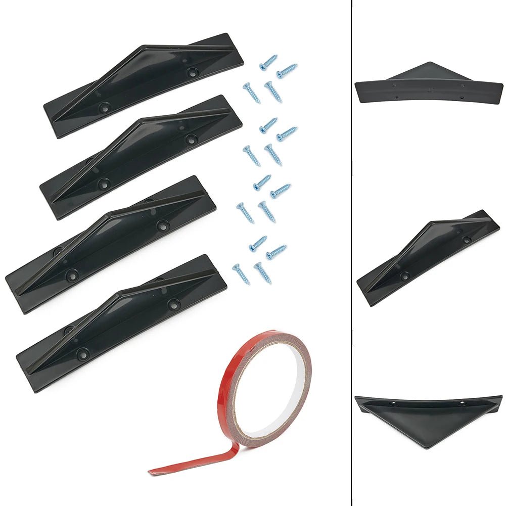4pcs Car Rear Bumper Lip Diffuser Splitter Spoiler Scratch Protector Fin Trim Caps Universal Exterior Accessory For 300 - DriveNova