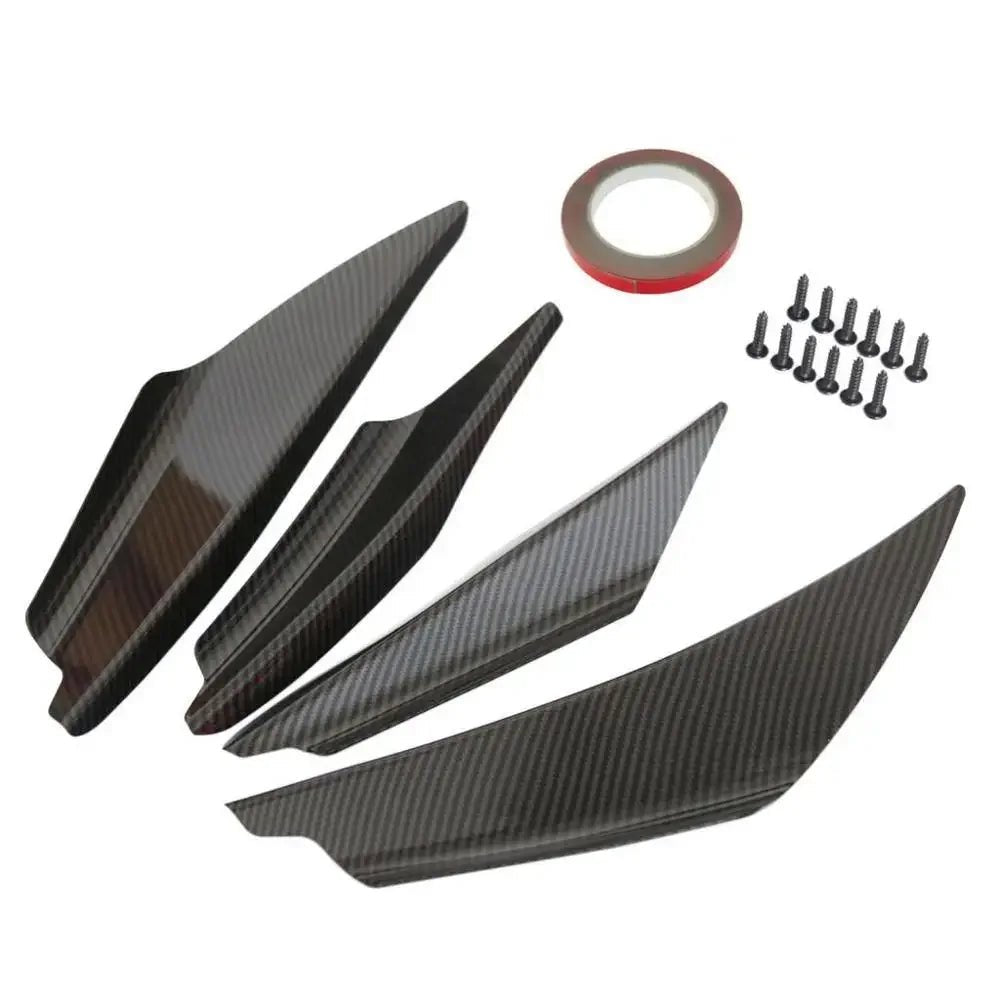 4Pcs Carbon Fiber Auto Front Bumper Body Lip Canards Splitter Trim Kits Universal Car Front Bumpers Spoilers Set Scratch Strip - DriveNova