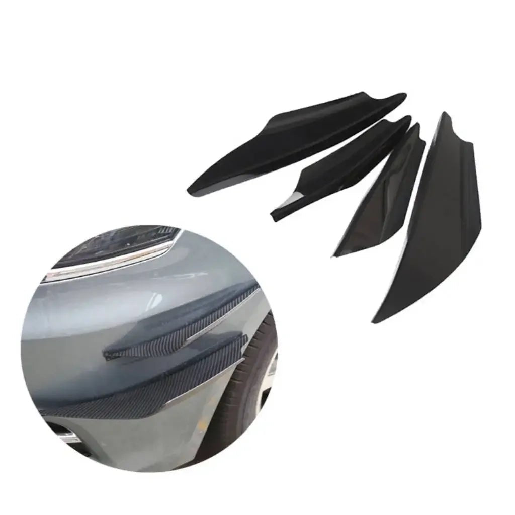 4Pcs Carbon Fiber Auto Front Bumper Body Lip Canards Splitter Trim Kits Universal Car Front Bumpers Spoilers Set Scratch Strip - DriveNova
