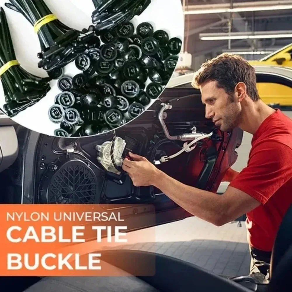 500set-10set Nylon Universal Cable Tie Buckle Car Fastener Clips Kit Pin Retainer Trim Bumper Rivet Door Trim Panel Clips Repair - DriveNova
