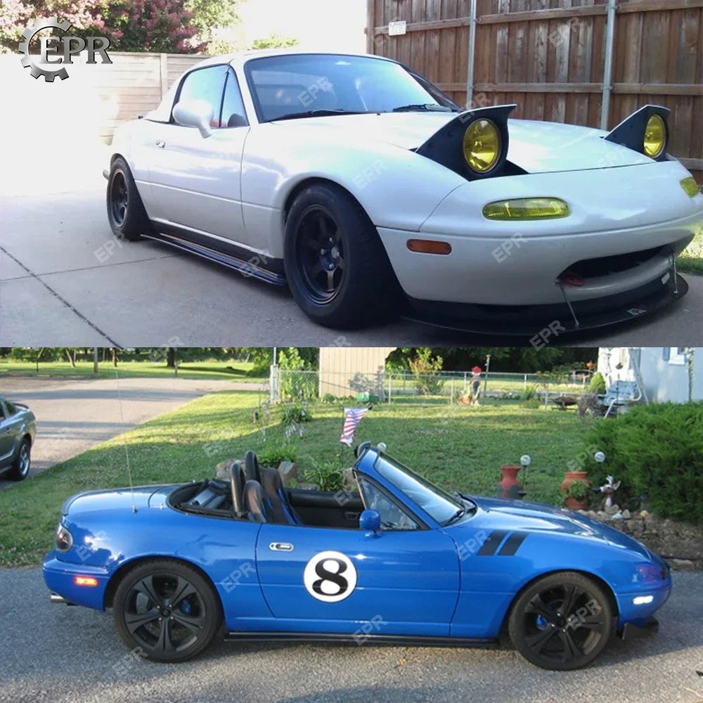 Mazda MX5 NA Roadster FD Style Carbon Fiber Side Skirt Extension Tuning Trim - DriveNova