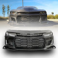 2010-2015 Chevy Camaro Black Panther 1PC Full Gloss Carbon Fiber Front Bumper Conversion Track Package