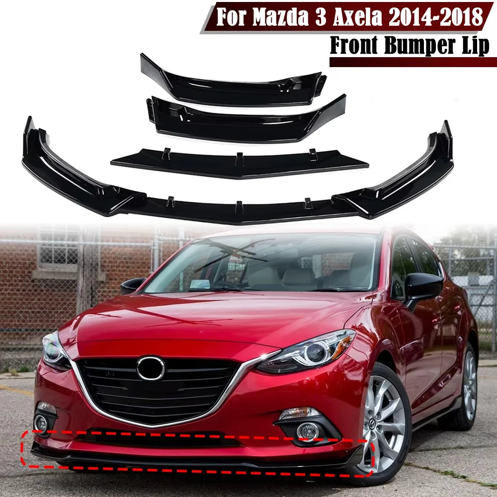3Pcs Car Front Bumper Splitter Lip Body Kit Spoiler Trim Bumper Diffuser Guard for Mazda 3 Axela 2014 2015 2016 2017 2018 - DriveNova