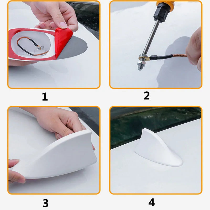 Universal Shark Fin Car Antenna - Carbon Fiber Style Auto Radio Signal Aerial for Vehicle Customization