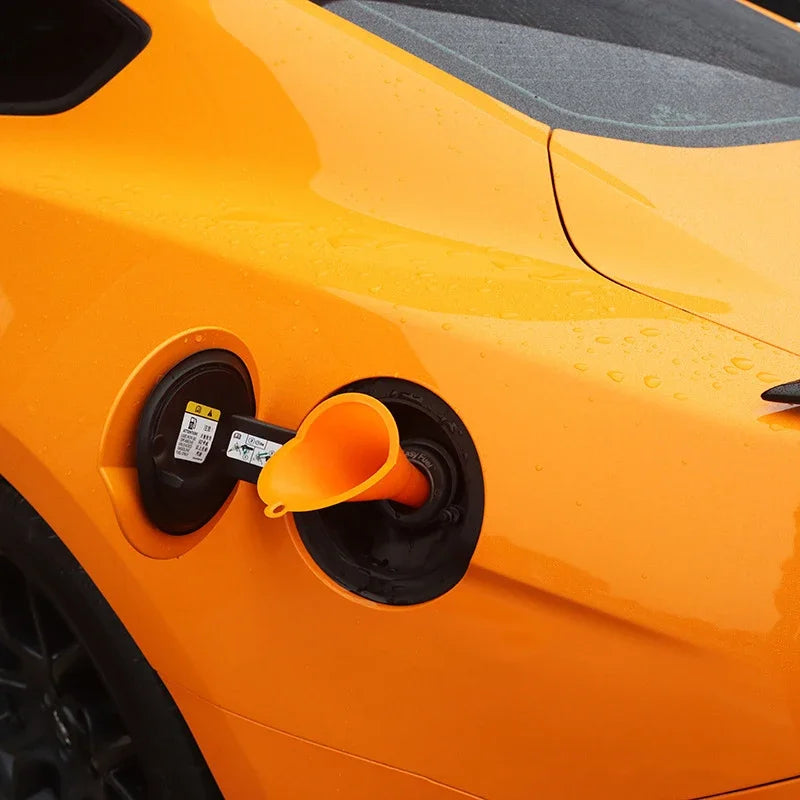 Long Stem Anti-Splash Funnel for Gasoline and Oil Filling - Plastic Refueling Tool for Cars and Trucks