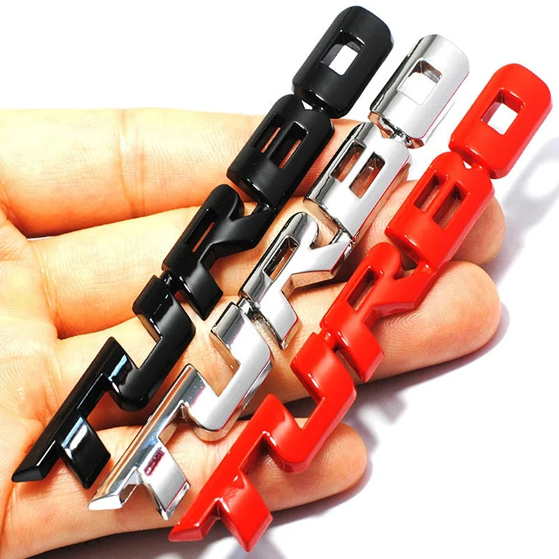 Turbocharged Metal Alloy 3D Car Badge - Decorative Side Sticker for Vehicle Modification
