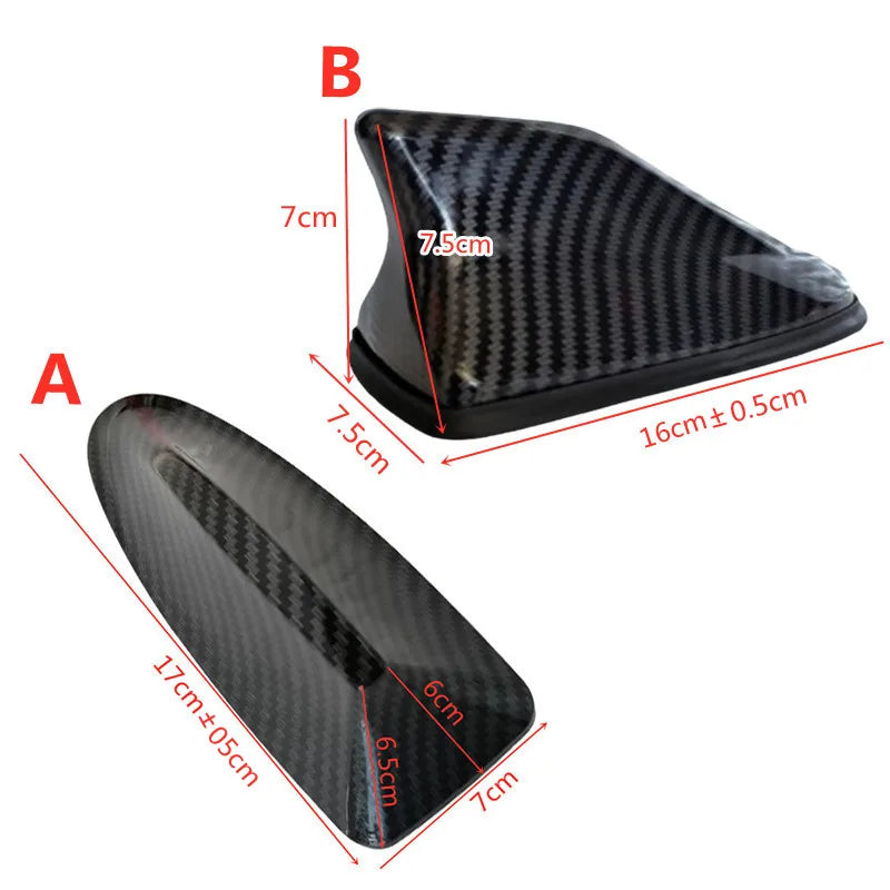 Universal Shark Fin Car Antenna - Carbon Fiber Style Auto Radio Signal Aerial for Vehicle Customization