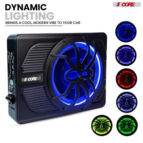 5Core 10 Inch Slim under Seat Car Audio Subwoofer 800W Built in - DriveNova