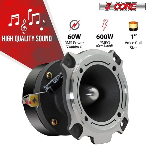 5Core Tweeters Speakers Car Audio Pair 600W Peak 3.5 Inch Super Bullet - DriveNova