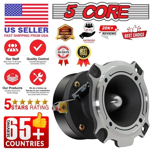 5Core Tweeters Speakers Car Audio Pair 600W Peak 3.5 Inch Super Bullet - DriveNova