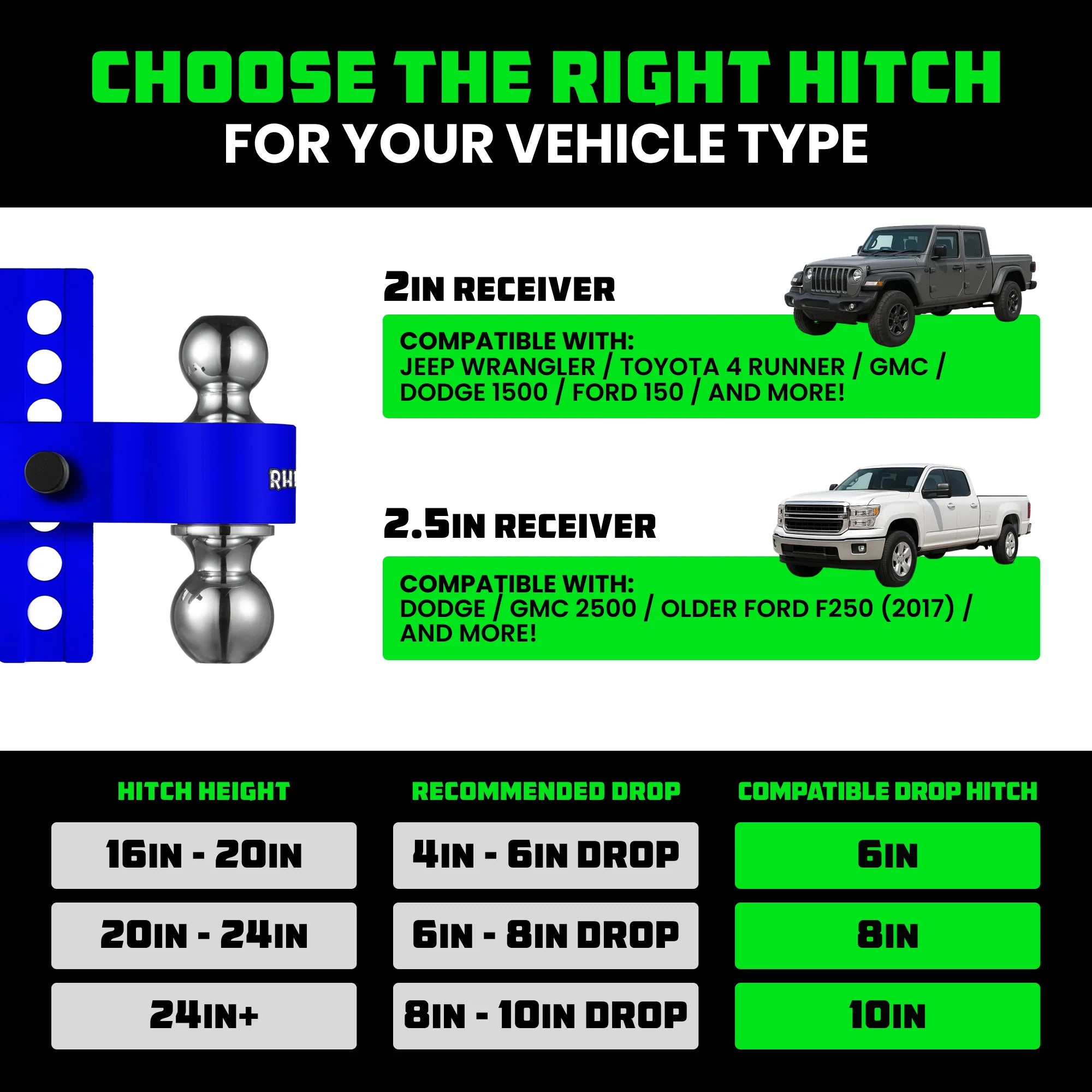 Adjustable Drop Hitch for 2-Inch Receivers