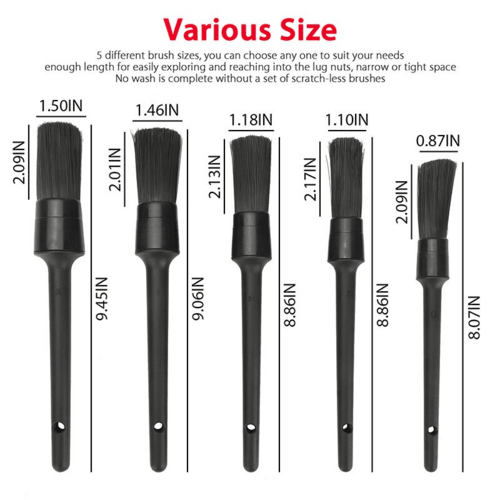 5PC Car Detailing Brush Kit Boar Hair Vehicle Auto Interior For Wheel - DriveNova