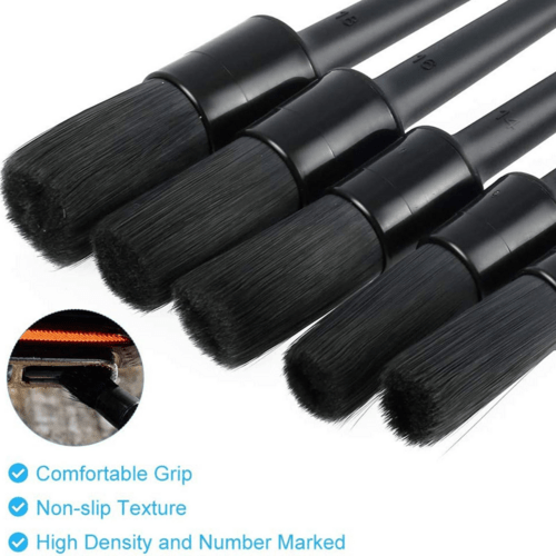 5PC Car Detailing Brush Kit Boar Hair Vehicle Auto Interior For Wheel - DriveNova