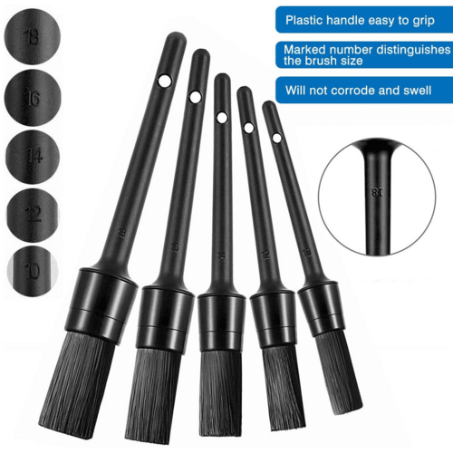 5PC Car Detailing Brush Kit Boar Hair Vehicle Auto Interior For Wheel - DriveNova