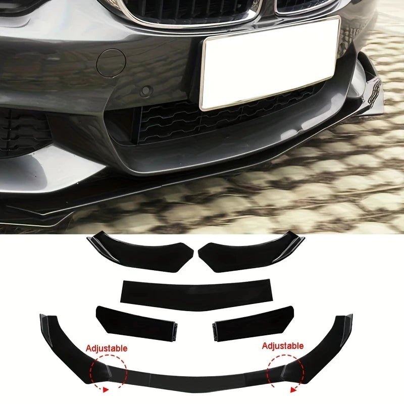 5Pcs/1set Universal Car Front Bumper Lip Spoiler Splitter ABS Body Kit Canard Lip Splitter - Automotive Accessory - DriveNova