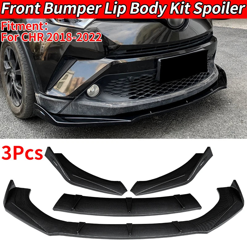 For CHR 2018 2019 2020 2021 2022 Car Front Bumper Splitter Lip Body Kit Spoiler Diffuser Deflector Chr Carbon Fiber Look ABS - DriveNova