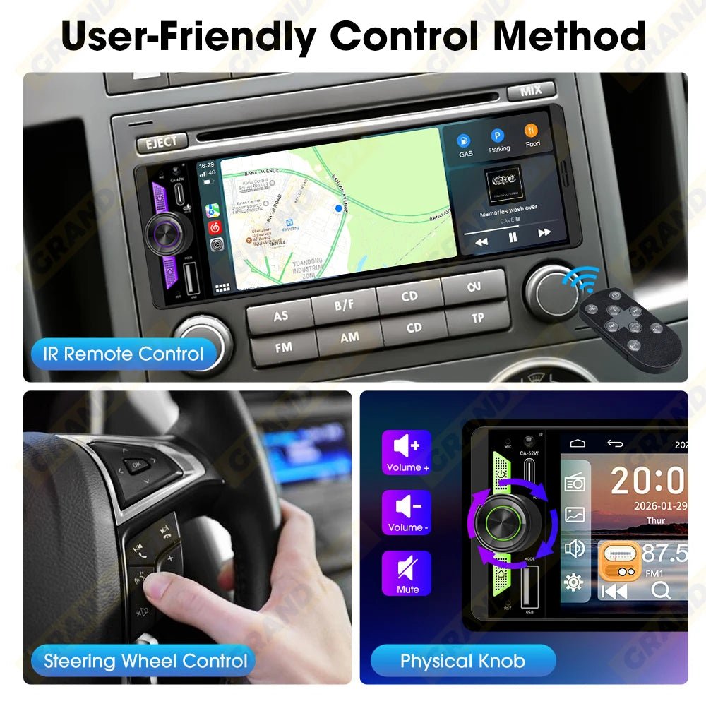 6.5 Inch 1Din IPS Screen Wireless Carplay Android Auto Airplay Car Radio MP5 Player Stereo Bluetooth FM Type-C PD3.0 Fast Charge - DriveNova