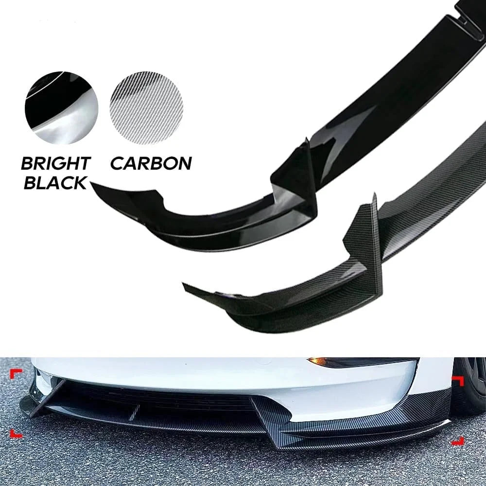 Front Bumper Front Lip Front Shovel Kit Compatible for Tesla Model 3 2017-2023 & Model Y 2017-2024,Body Spoiler Splitter Kit - DriveNova