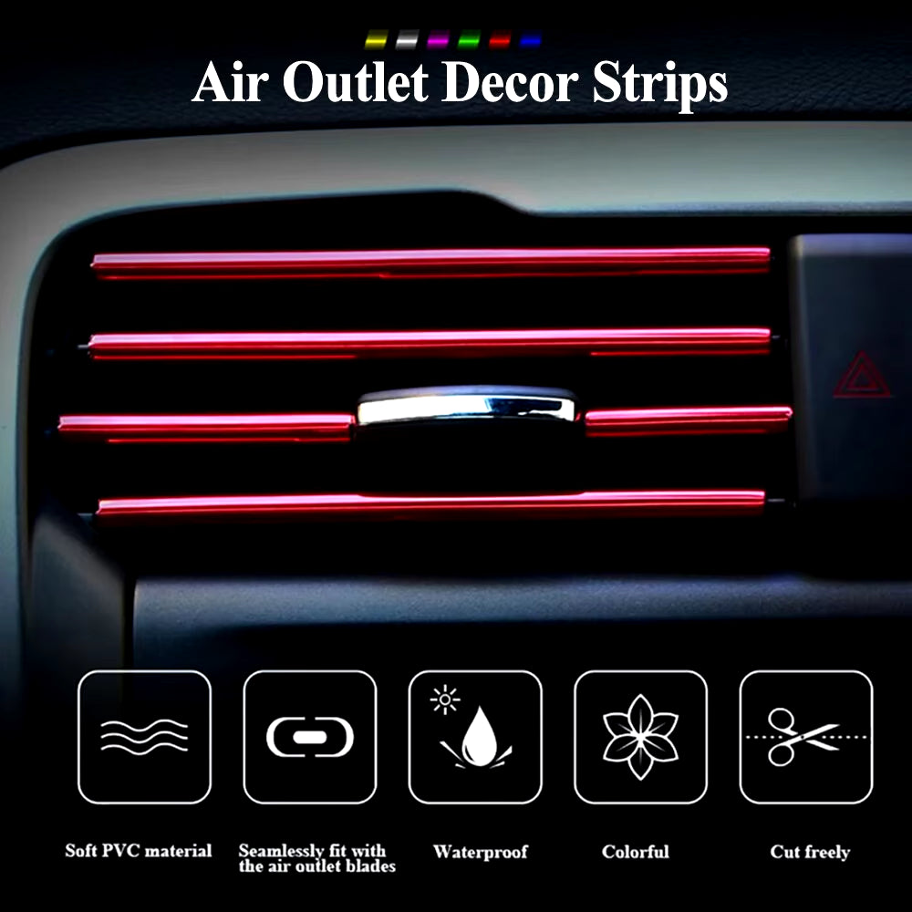 10-Piece 20cm U-Shaped Decorative Trim Strips for Car Air Conditioner Outlets and Door Edge Protection