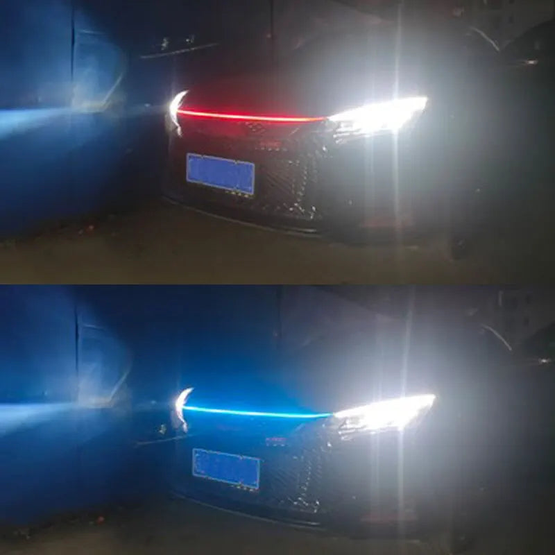 Universal Flexible Dynamic LED Daytime Running Light for Car Hood - 150CM & 180CM Options, 12V Ambient Lighting