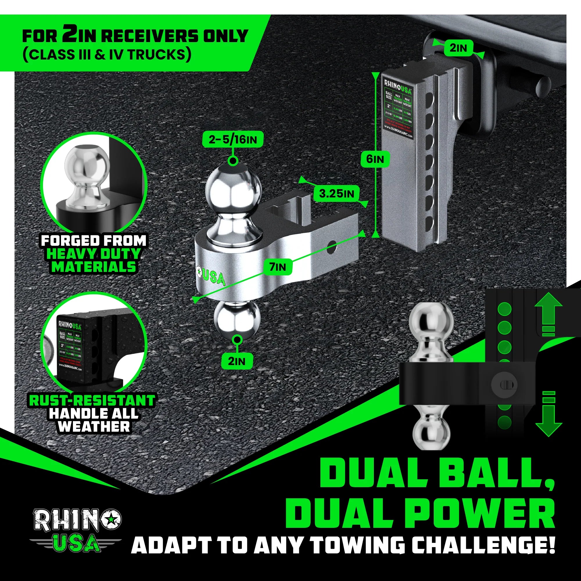Adjustable Drop Hitch for 2-Inch Receivers