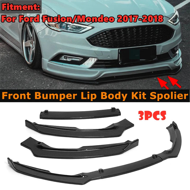 3Pcs Car Front Bumper Splitter Lip Body Kit Spoiler Diffuser Protector Guard for Ford for Fusion for Mondeo 2017 2018 - DriveNova