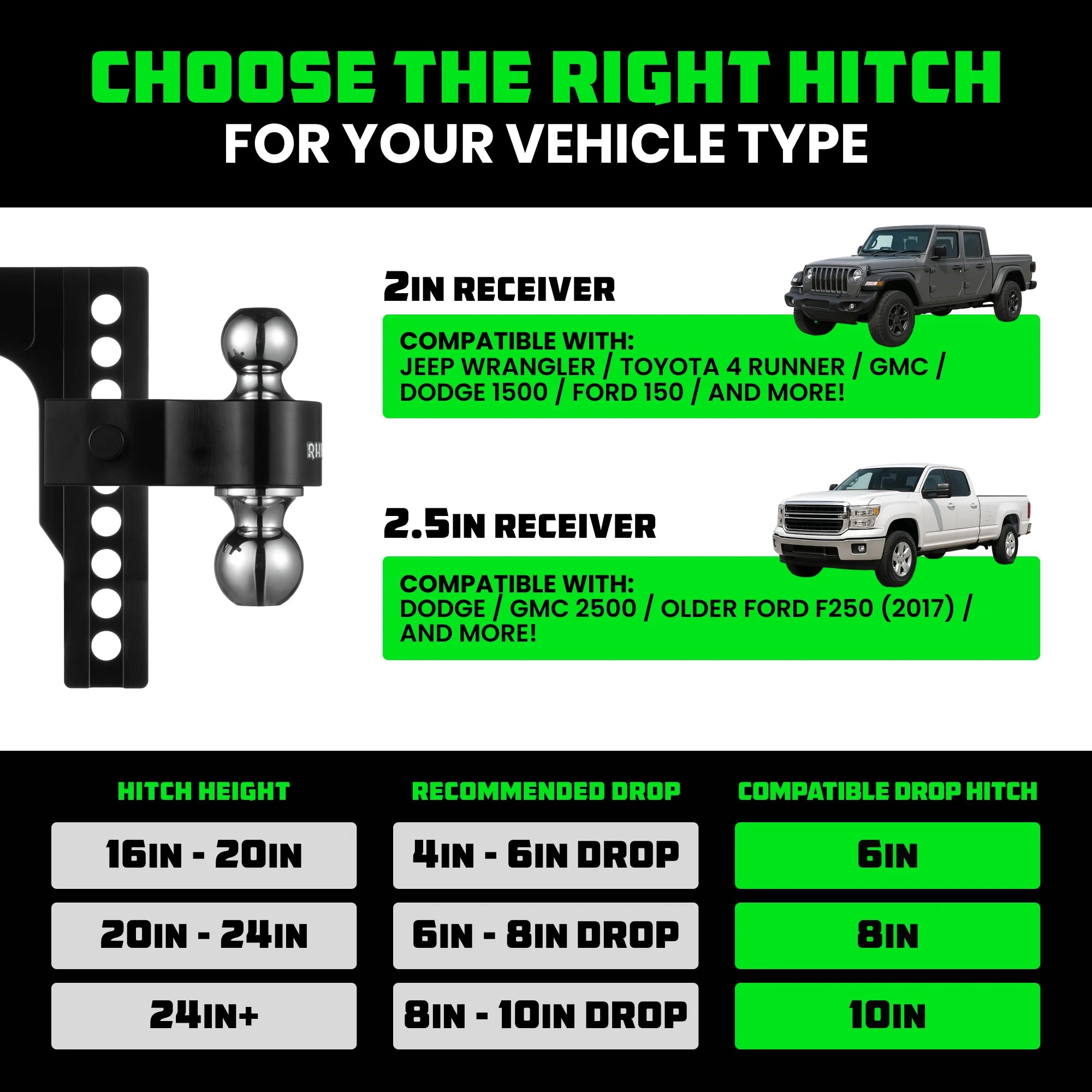 Adjustable Drop Hitch for 2-Inch Receivers