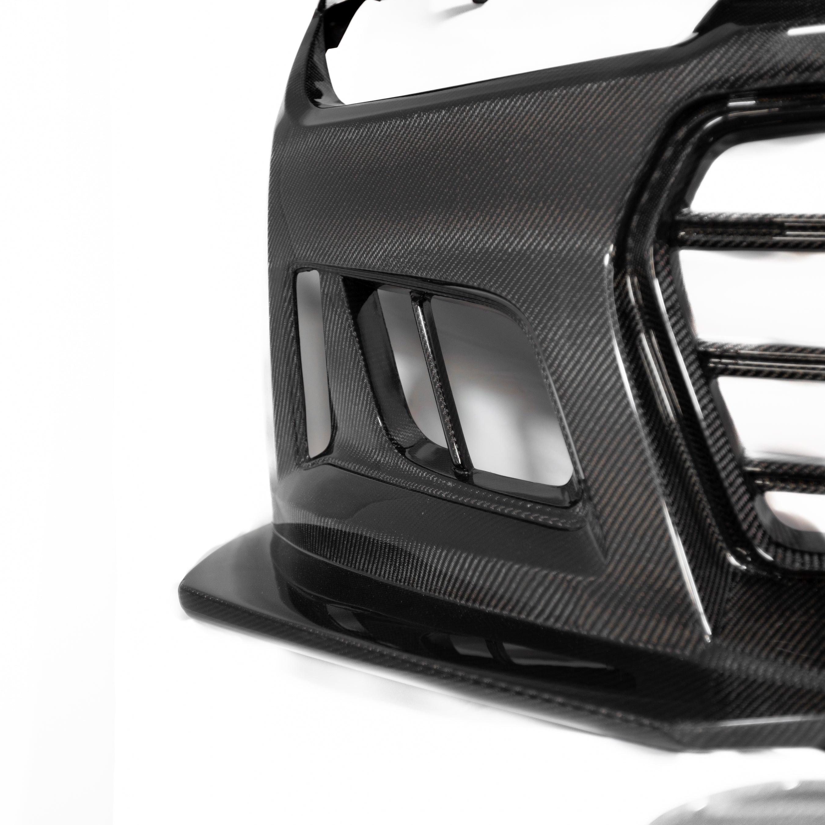 2010-2015 Chevy Camaro Black Panther 1PC Full Gloss Carbon Fiber Front Bumper Conversion Track Package