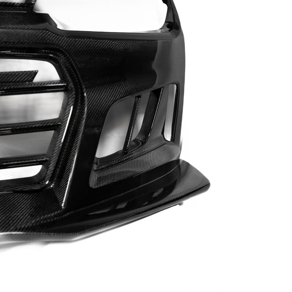 2010-2015 Chevy Camaro Black Panther 1PC Full Gloss Carbon Fiber Front Bumper Conversion Track Package