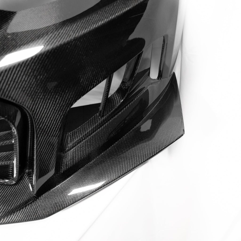 2010-2015 Chevy Camaro Black Panther 1PC Full Gloss Carbon Fiber Front Bumper Conversion Track Package