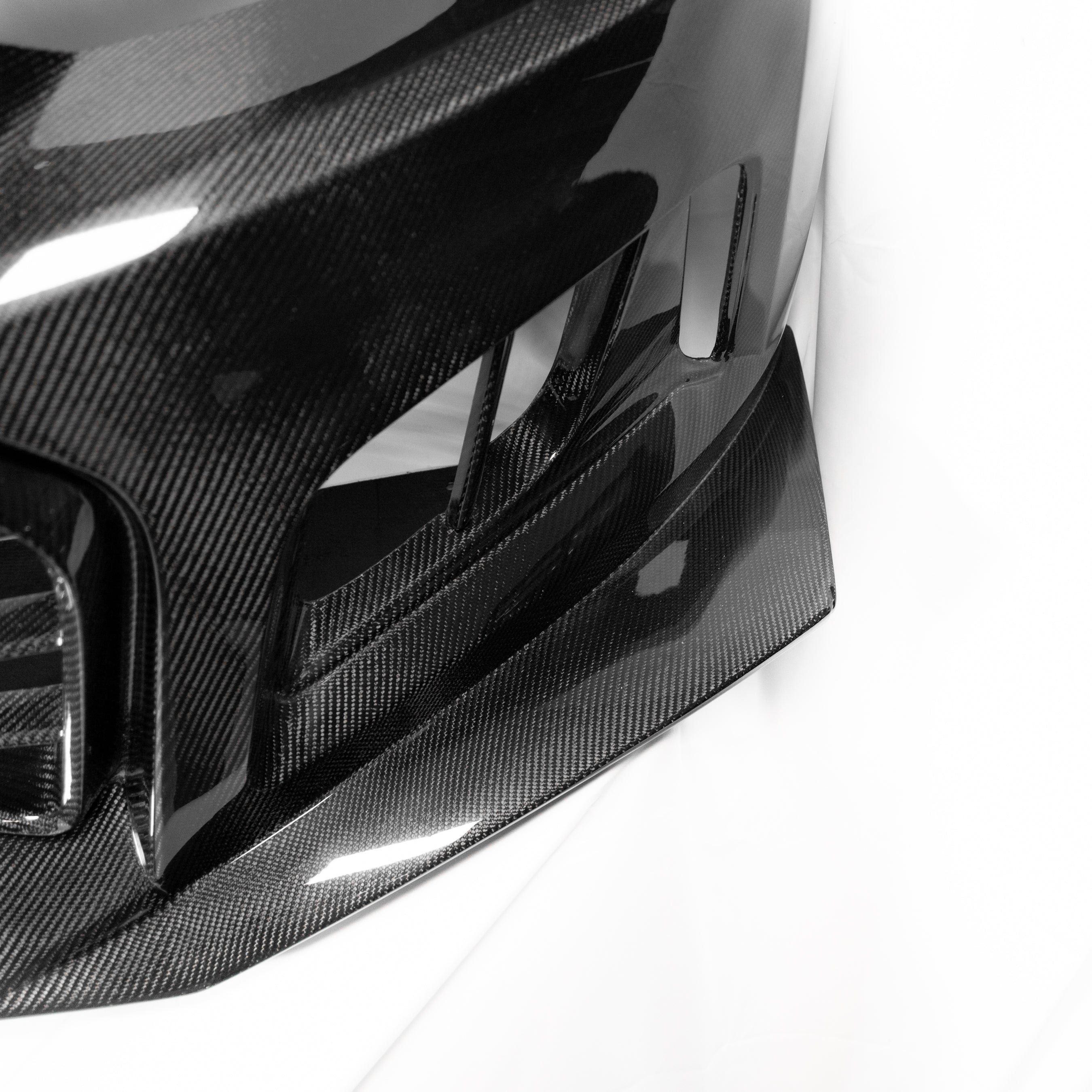 2010-2015 Chevy Camaro Black Panther 1PC Full Gloss Carbon Fiber Front Bumper Conversion Track Package