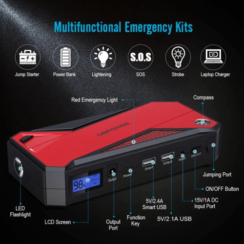 800A Peak 18000mAh Portable Car Jump Starter Battery Booster - DriveNova