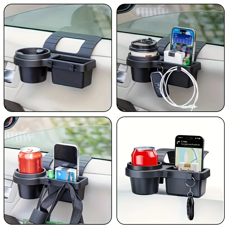 Multi-Functional Car Storage Organizer with Key Holder and Cup Holders
