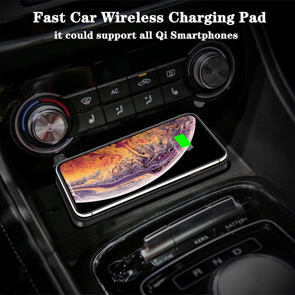 Car Wireless Charger with Silicone Non-Slip Pad for iPhone 15/14/13/12, Samsung S24/S23, and Xiaomi - Fast Induction Charging Solution