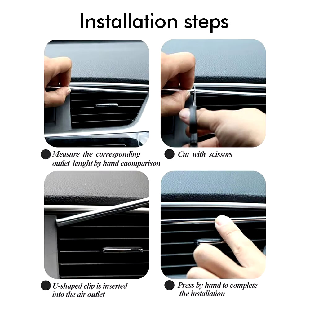 10-Piece 20cm U-Shaped Decorative Trim Strips for Car Air Conditioner Outlets and Door Edge Protection