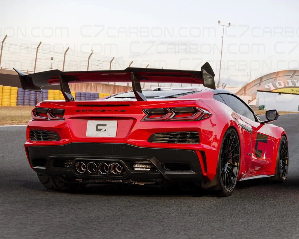 Rear Spoiler | Corvette C8 Z06/E-Ray/Zr1 (2023-2025) | ZR1 Style Chassis-Mount Carbon Fiber - DriveNova