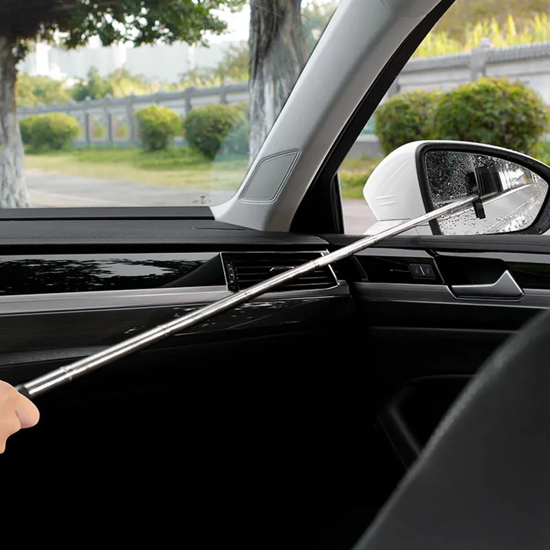 Telescopic Car Rearview Mirror and Window Cleaning Tool with Scraper and Handle