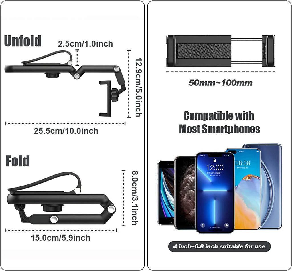 Multifunctional 360° Rotating Sun Visor Phone Holder for iPhone, Samsung, and Android Devices
