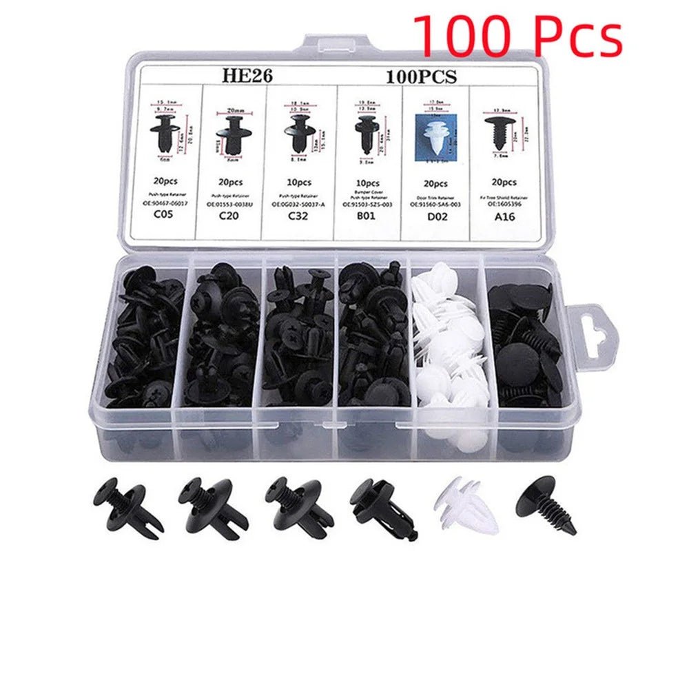 925Car Trim Clips Set with Removal Tools Auto Body Rivets Fasteners Retainer Clips for Bumper Door Fender Car Plastic Rivet Kit - DriveNova