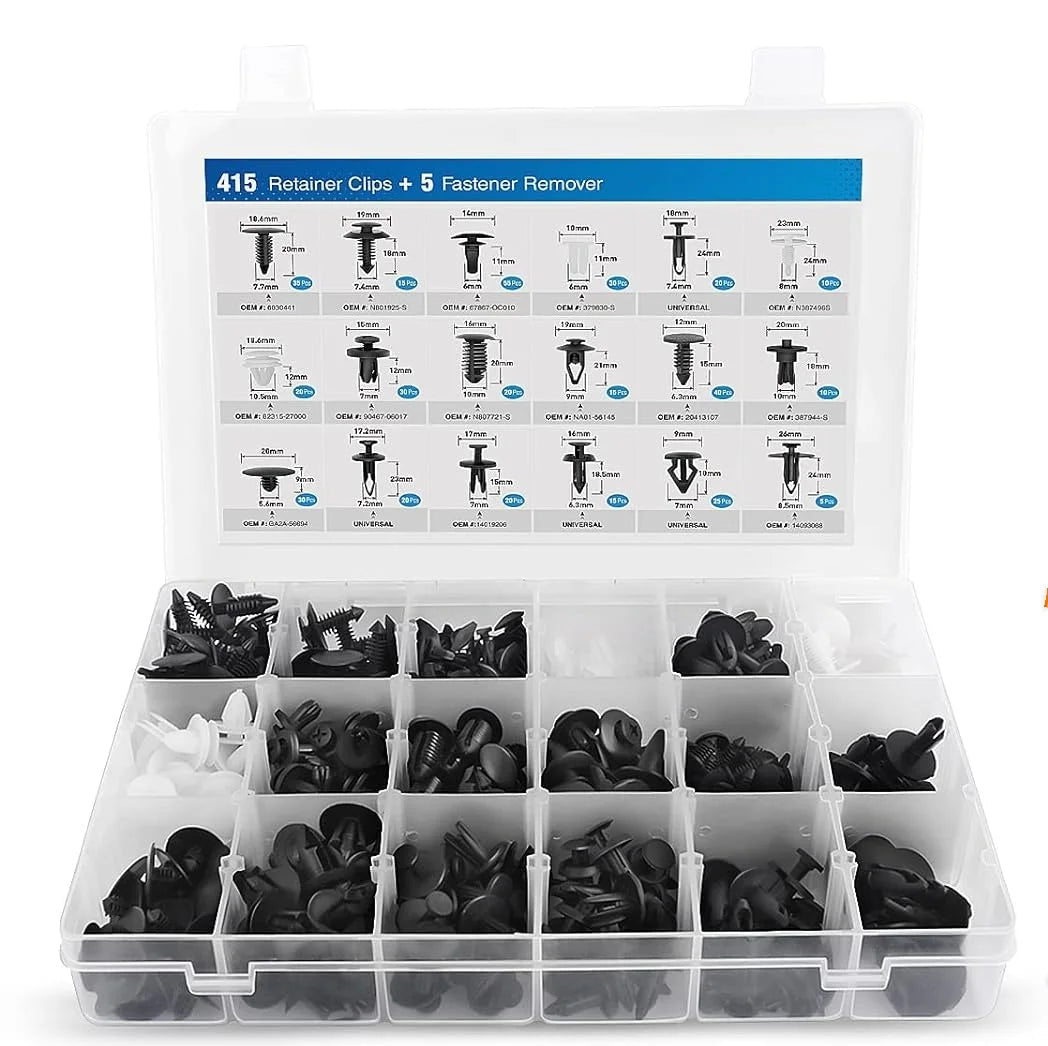 925Car Trim Clips Set with Removal Tools Auto Body Rivets Fasteners Retainer Clips for Bumper Door Fender Car Plastic Rivet Kit - DriveNova