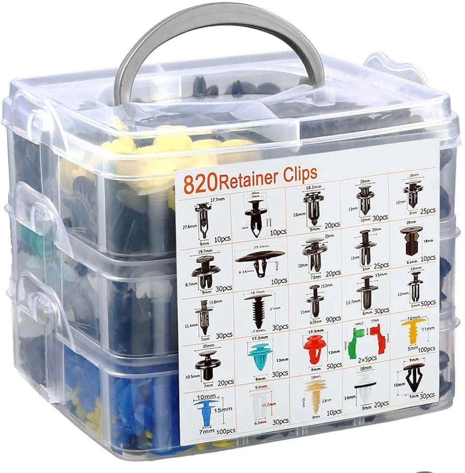925Car Trim Clips Set with Removal Tools Auto Body Rivets Fasteners Retainer Clips for Bumper Door Fender Car Plastic Rivet Kit - DriveNova