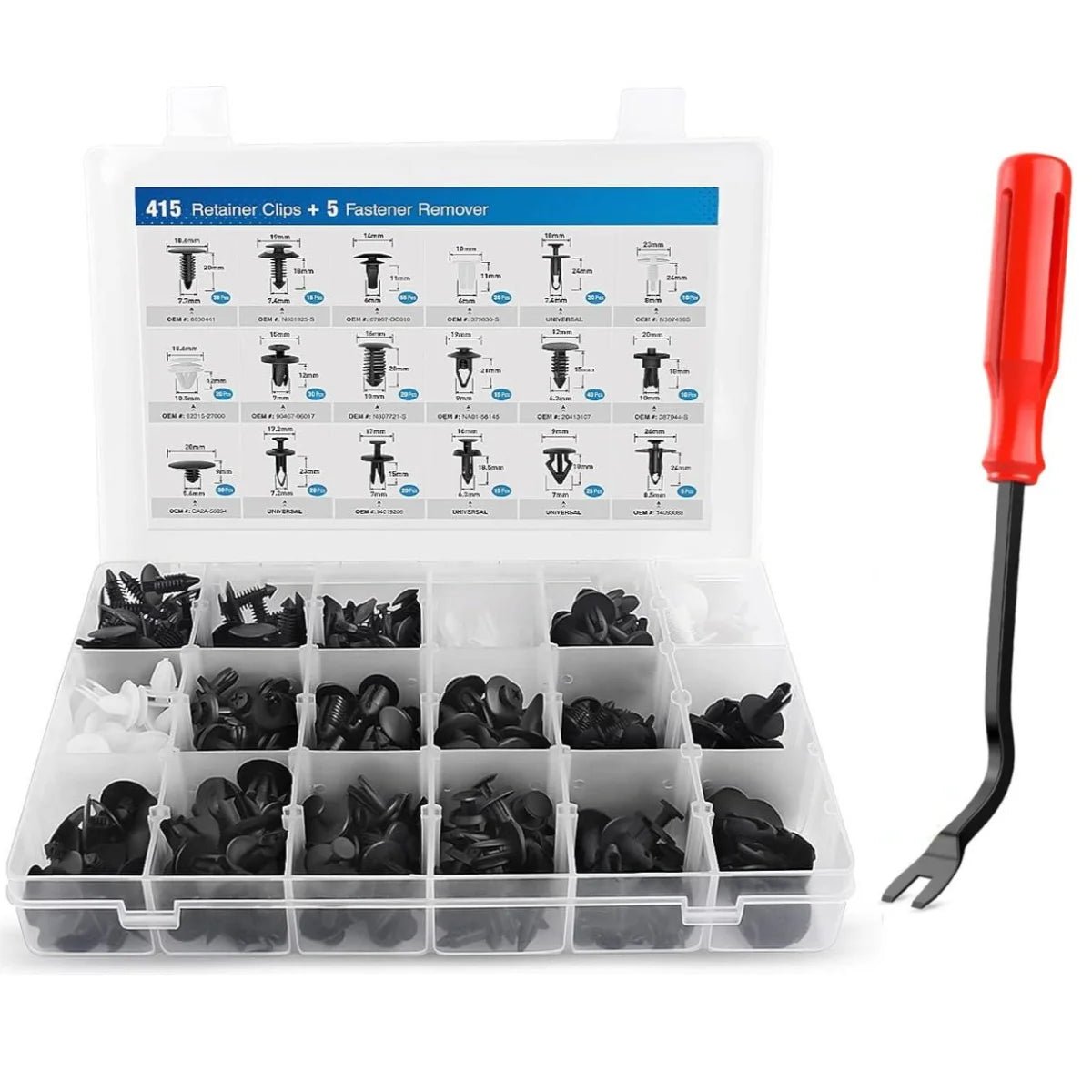 925Car Trim Clips Set with Removal Tools Auto Body Rivets Fasteners Retainer Clips for Bumper Door Fender Car Plastic Rivet Kit - DriveNova