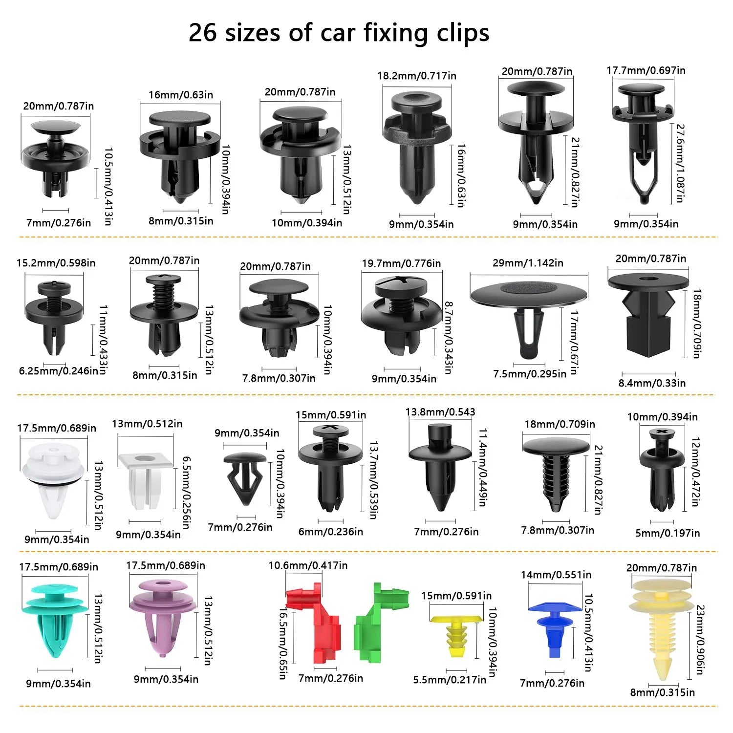 925Pcs -100Pcs Car Clips Kit Bumper Rivets Fasteners Auto Push Type Pin Retainer Trim Kit Bumper Door Trim Panel Clips Repair - DriveNova