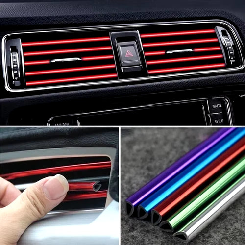 10-Piece 20cm U-Shaped Decorative Trim Strips for Car Air Conditioner Outlets and Door Edge Protection